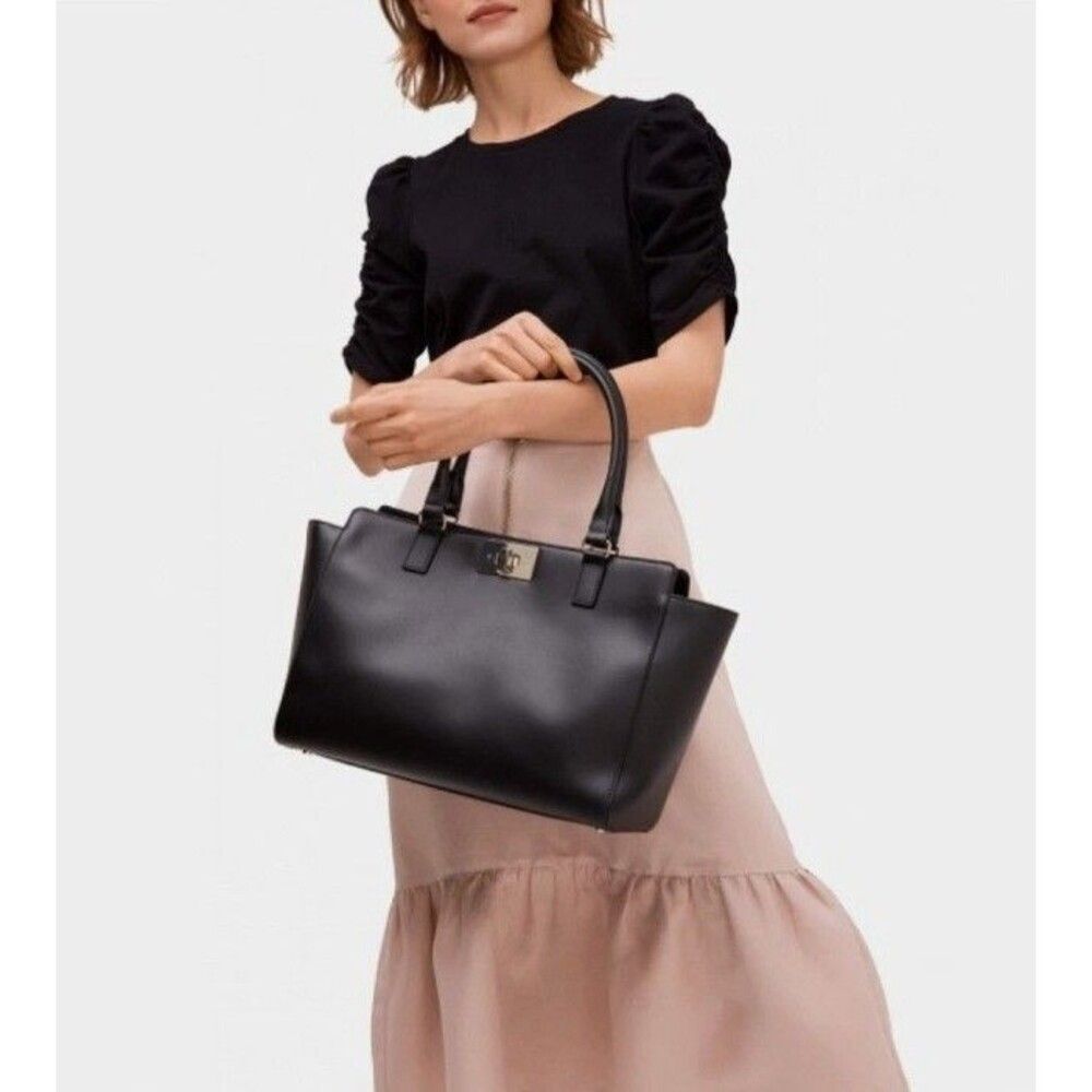 NEW Kate Spade New York Womens Kelsey Orchard Valley Leather Tote Bag Black - Picture 2 of 13